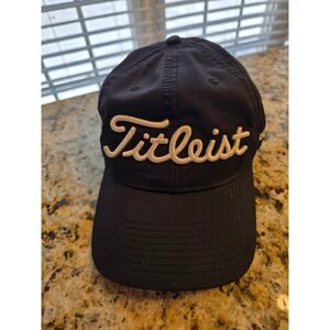 Titleist Mens Golf Hat Black Adjustable Pro V1 FJ FootJoy Performance Cap